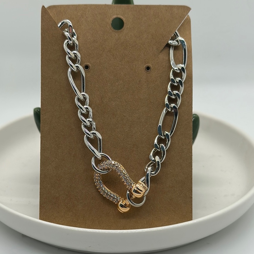 Chunky Silver and Gold Figaro Necklace No Bag No Tag Never worn